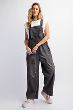 Load image into Gallery viewer, Washed Denim Loose Fit Jumpsuit
