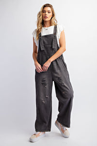 Washed Denim Loose Fit Jumpsuit