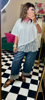 Load image into Gallery viewer, Lace Trimmed Asymmetric Tee
