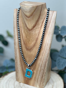 Navejo Pearl Turquoise Letter Necklace