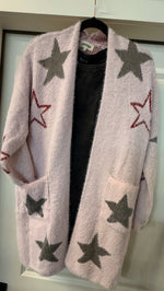 Load image into Gallery viewer, ADORA LA Star Pattern Fuzzy Cardigan
