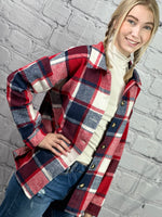 Load image into Gallery viewer, Red/Navy Plaid Flannel Top
