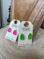 Load image into Gallery viewer, Posh Lime Green/Hot Pink Stud
