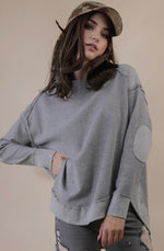 Load image into Gallery viewer, Mineral Washed Elbow Patch Contrast Knit Top
