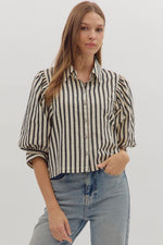 Load image into Gallery viewer, Striped Puff Sleeve Top
