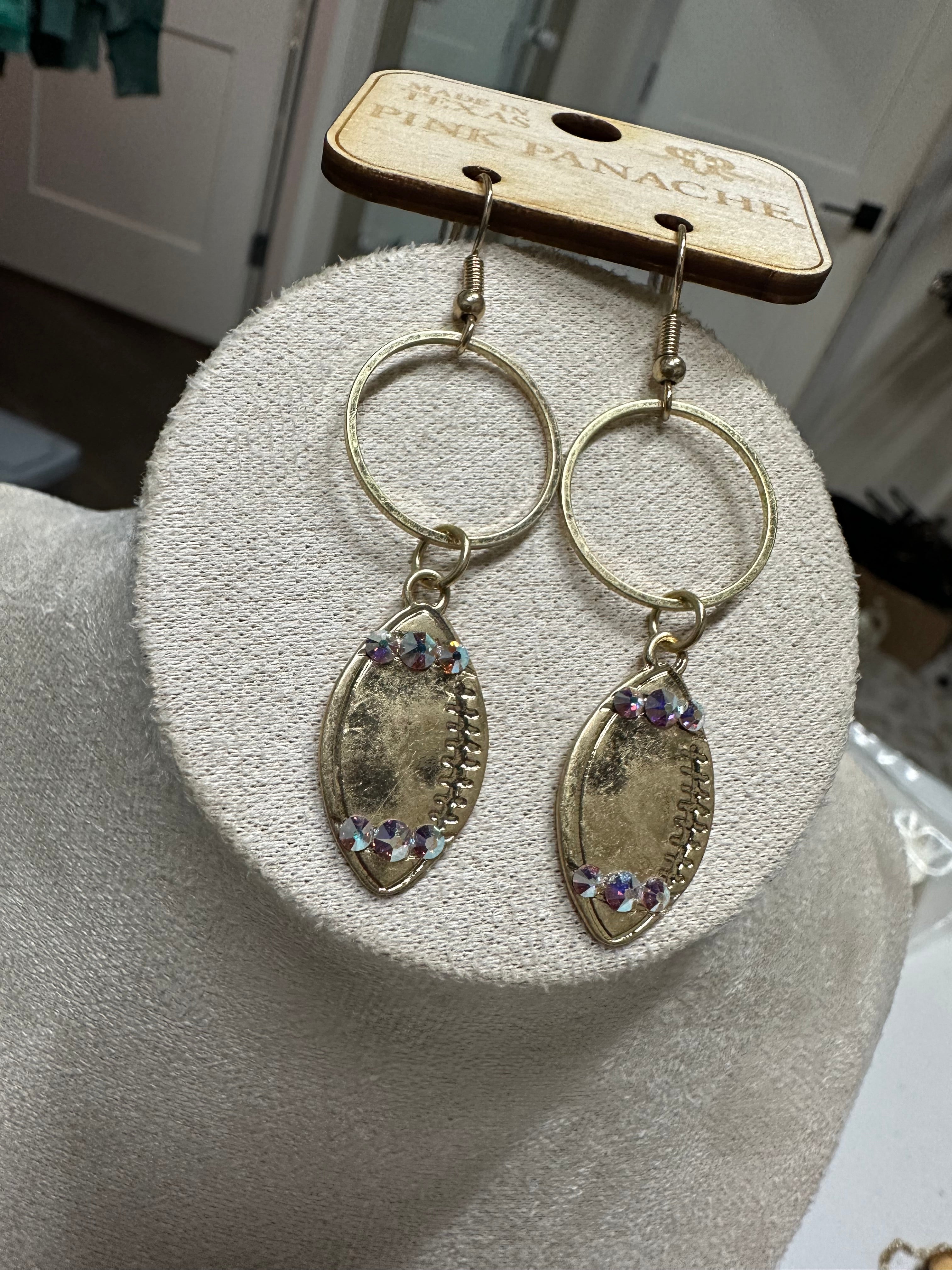 Pink Panache Football Ear Ring