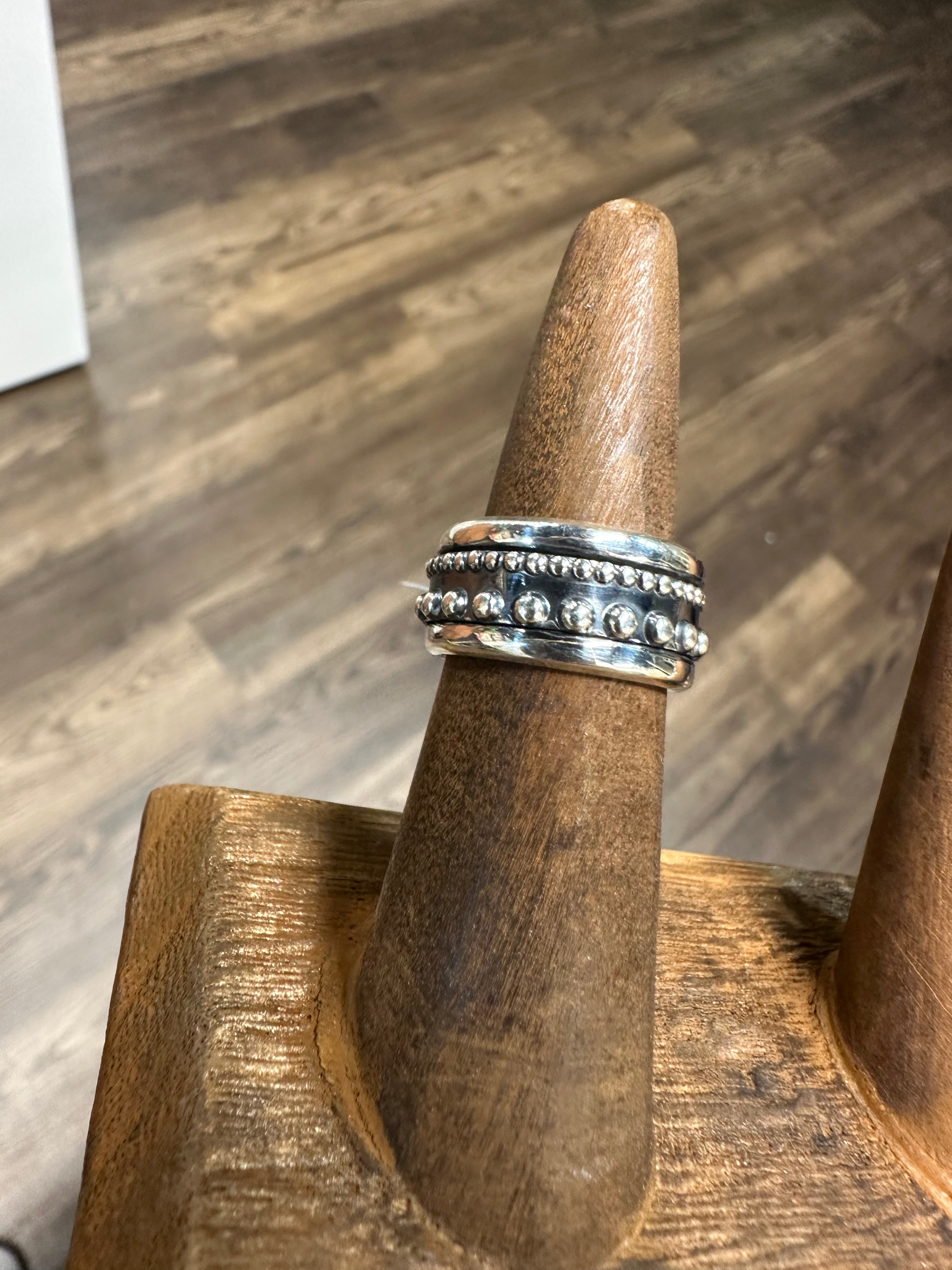 Sterling Silver Double Row Pearl Ring