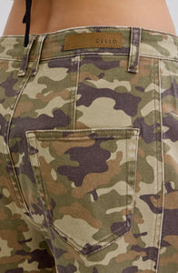 Cello Mid Waisted Camo Barrel Denim