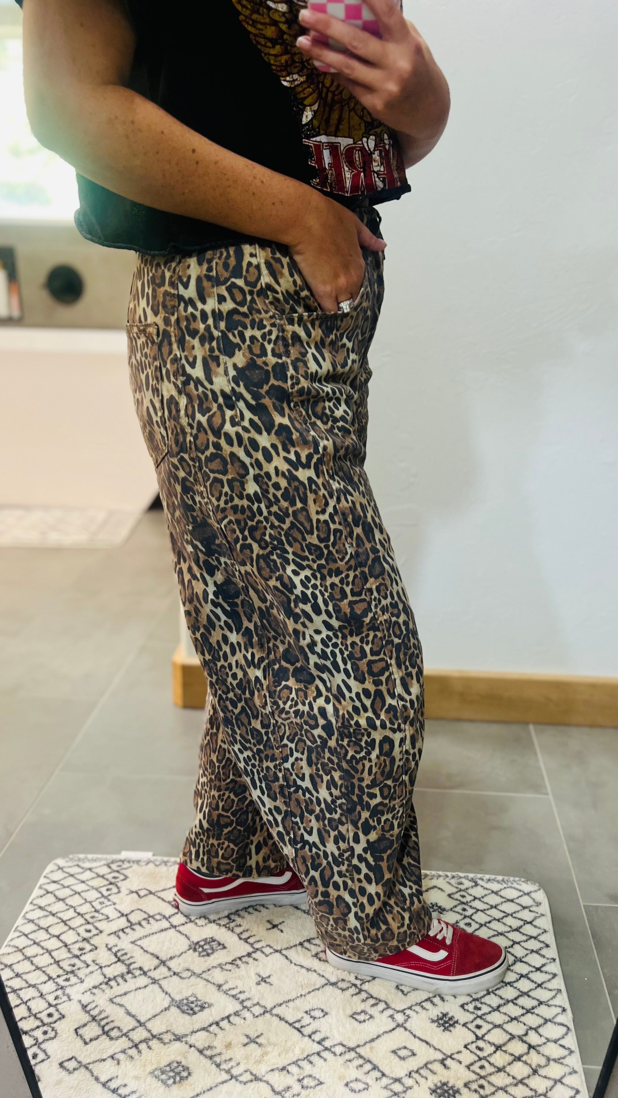 Cello Leopard Barrel Jeans