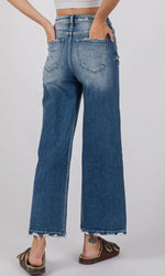 Load image into Gallery viewer, Petra ~ Destroyed High Rise
Relaxed Cropped Wide Leg Denim
