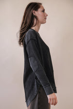 Load image into Gallery viewer, Mineral Washed Elbow Patch Contrast Knit Top
