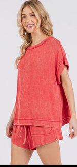 Load image into Gallery viewer, SEWN &amp; SEEN ~ Mineral Washed Top and Shorts Rib Set

