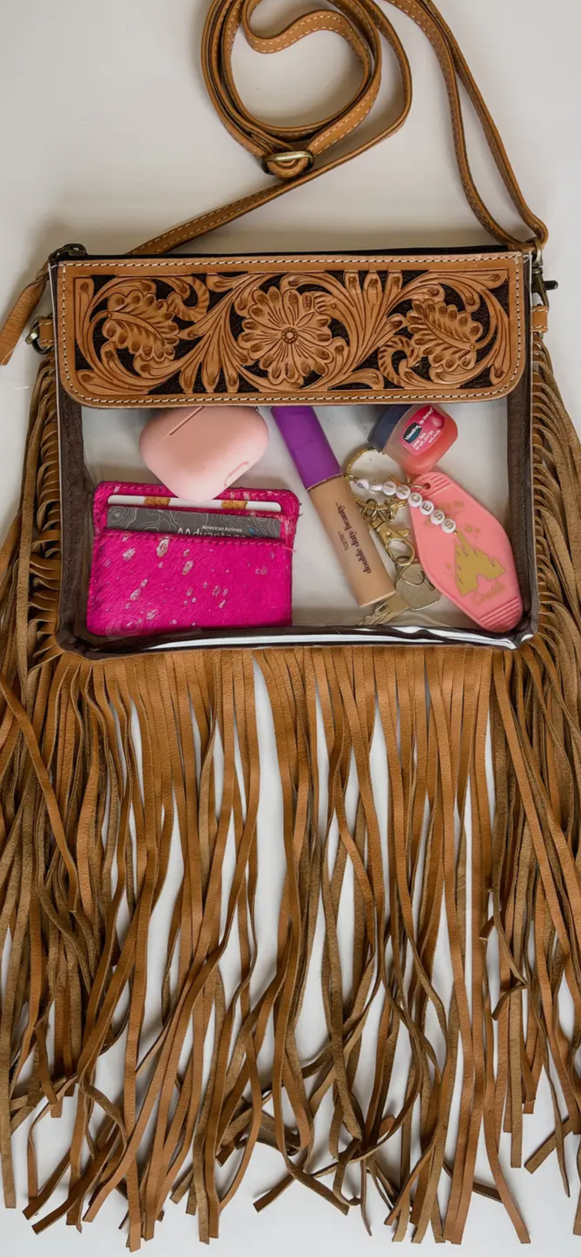 Hand Tooled Clear Purse Crossbody
