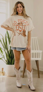 Load image into Gallery viewer, LivyLu ~ Osu Cowboys Boots Off White Thrifted Tee *Licensed
