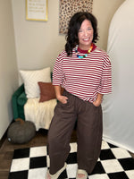 Load image into Gallery viewer, Smitten Cherry Stripe Boxy Top
