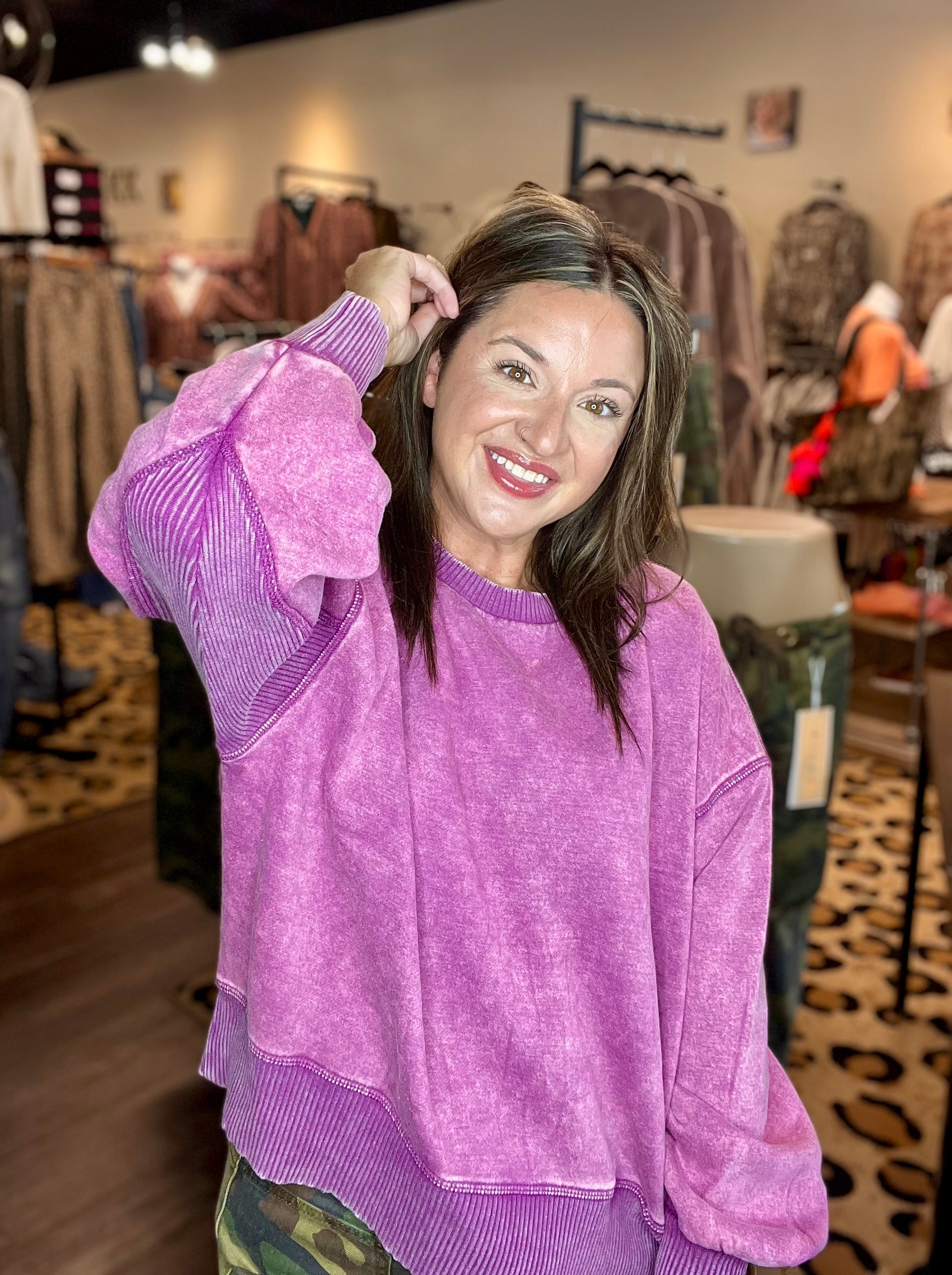 Acid Wash Fleece Pull Over