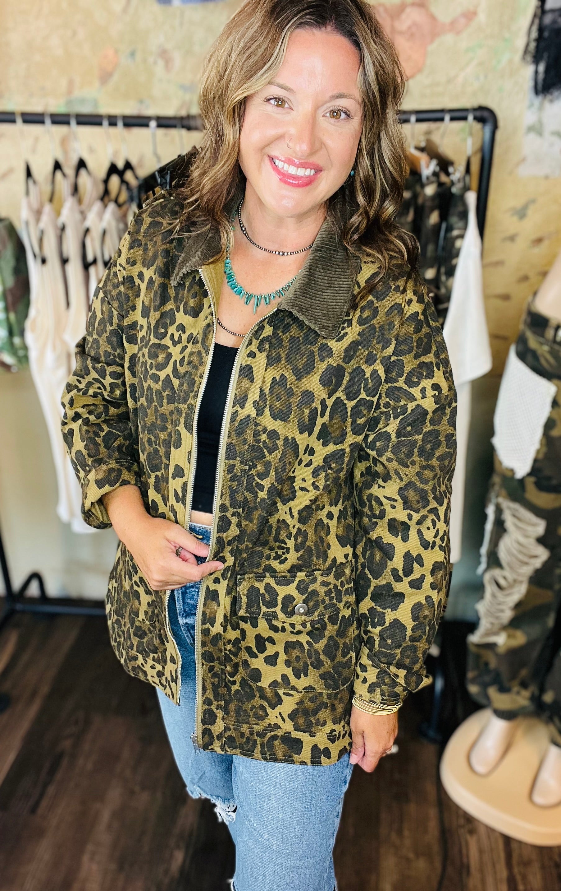 Leopard Print Barn Jacket