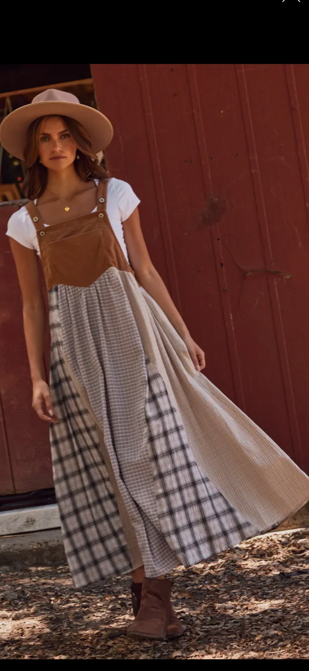 ODDI~ Patchwork Plaid Overall Dress