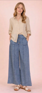Load image into Gallery viewer, NEW IN ~ Mineral Washed Chambray Wide Leg Pants
