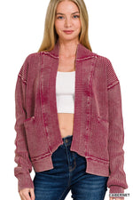 Load image into Gallery viewer, Washed Dropped Shoulder Cardigan W/Pockets
