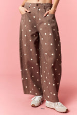 Load image into Gallery viewer, Polka Dot Chocolate Wide Denim
