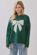 Load image into Gallery viewer, Christmas Bow Print Sweater
