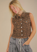 Load image into Gallery viewer, Leopard Denim Vest
