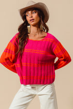 Load image into Gallery viewer, Double Stripe Knitted Sweater Top
