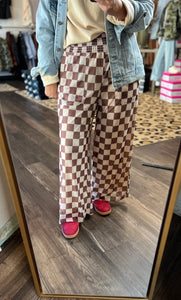 Turquoise Haven Brown Checker Mesh Pants