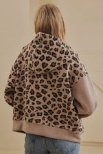 Load image into Gallery viewer, Mello ~ Zip Up Hooded Sweatshirt with Leopard Print
