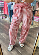 Load image into Gallery viewer, Gingham Soft Brushed Barrel Pants
