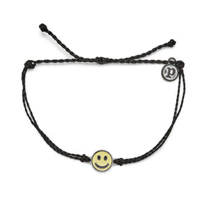 Pura Vida HAPPY FACE CHARM BRACELET IN BLACK