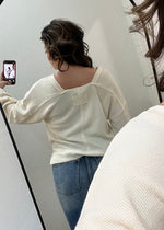 Load image into Gallery viewer, Waffle Knit Top With Raw Edge Detail
