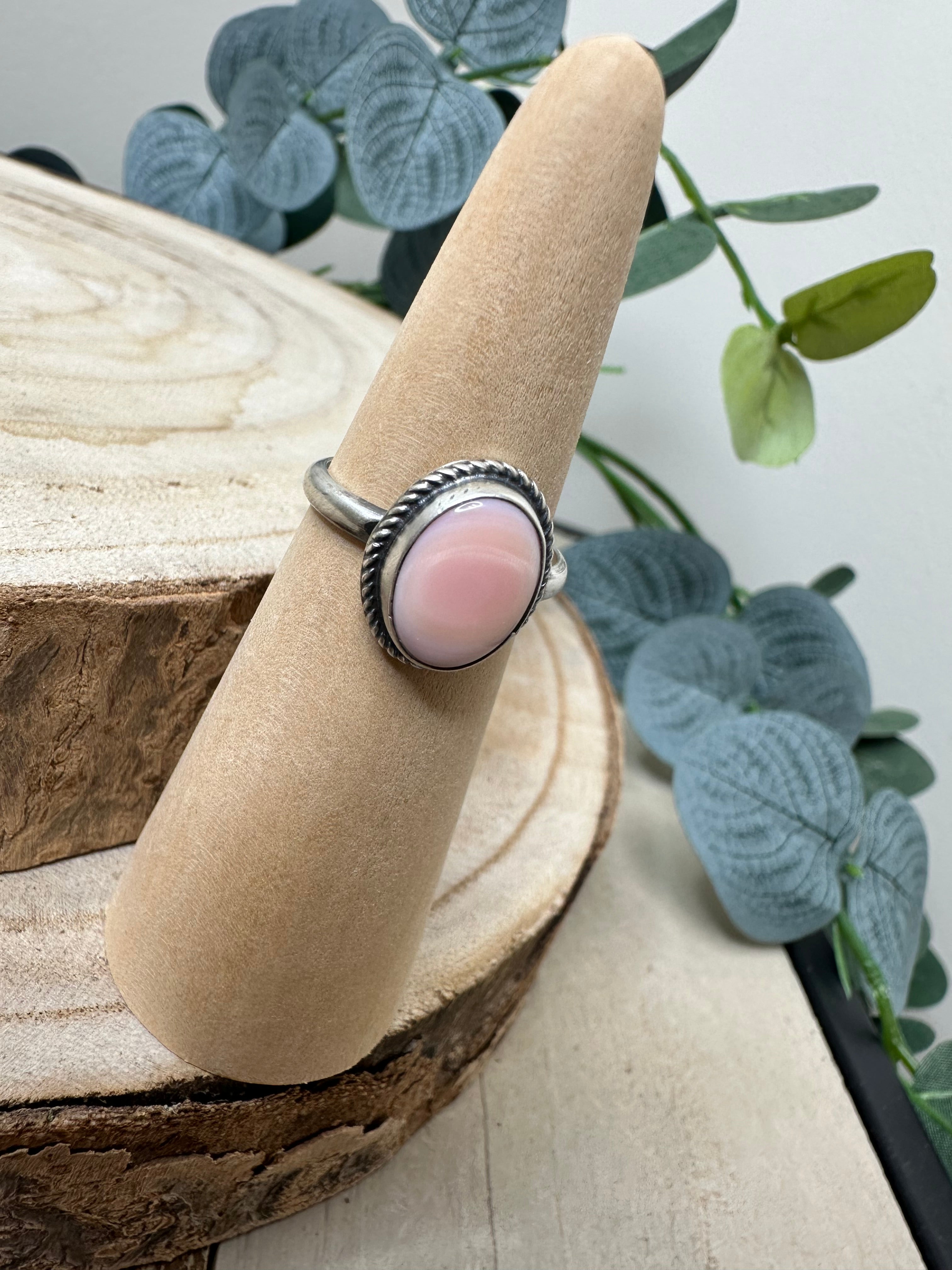 Pink Conch Teardrop Ring size 7.3/4