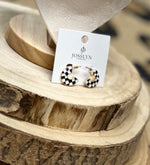 Load image into Gallery viewer, Double Sided Checker Design Hoop  Earrings
