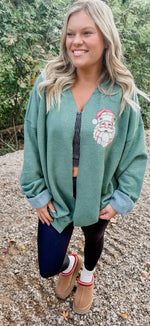 Load image into Gallery viewer, Patchwork Santa- Green Cardigan
