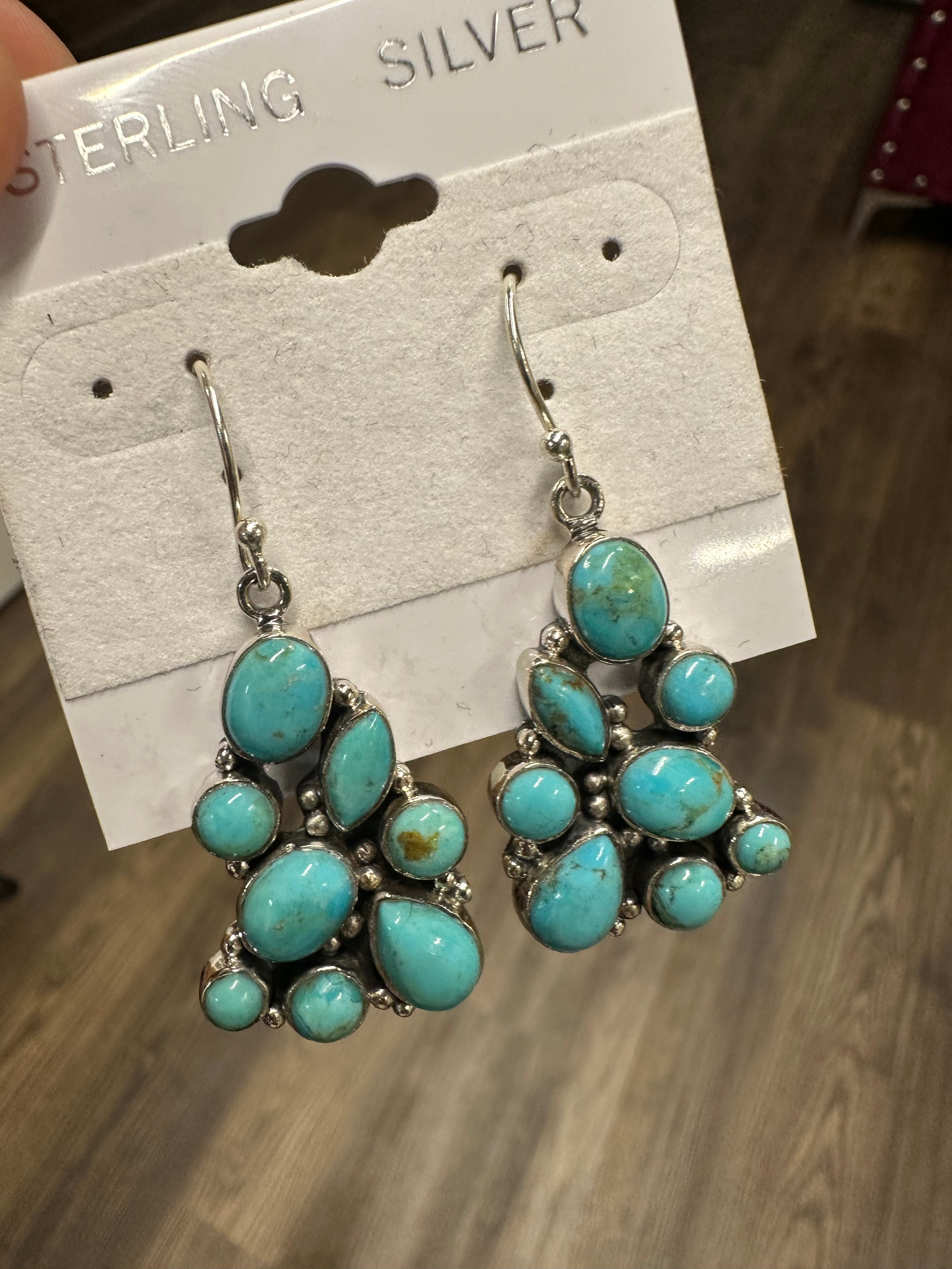 Sterling Silver Cluster Drop Ear Ring