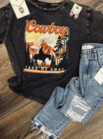 Load image into Gallery viewer, COWBOY TAKE ME AWAY Oversized Mineral Wash Black Tee
