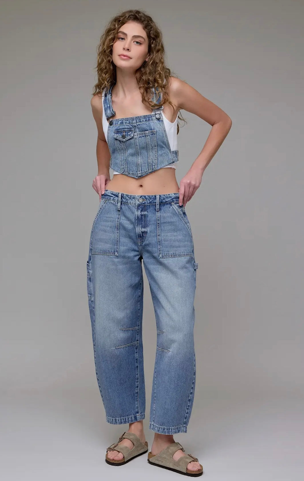 Hidden 27” Inseam Cropped Barrel Fit Carpenter Denim