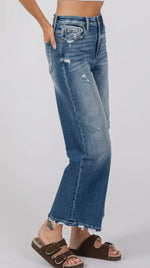 Load image into Gallery viewer, Petra ~ Destroyed High Rise
Relaxed Cropped Wide Leg Denim
