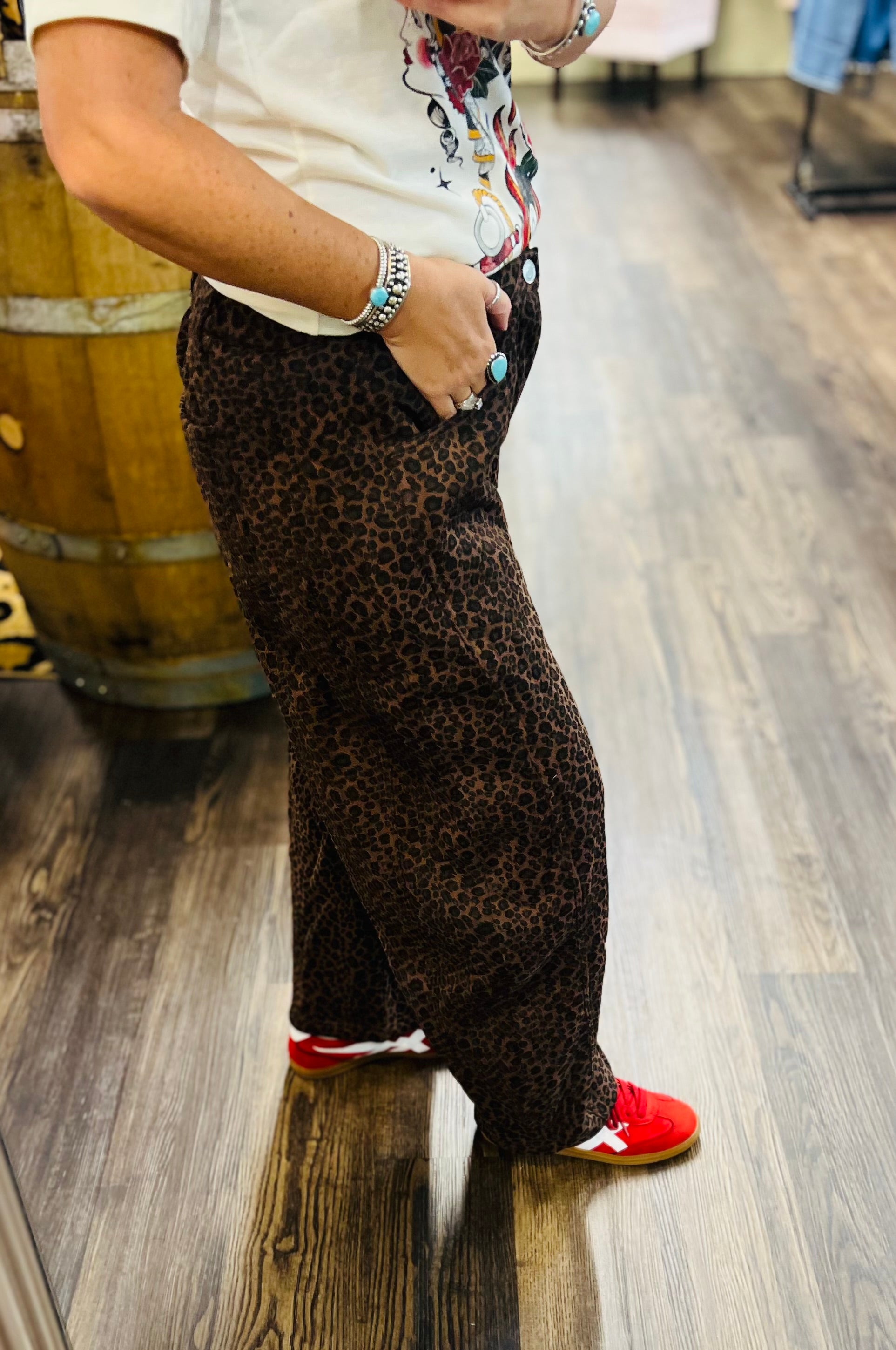 Leopard Barrel Pants