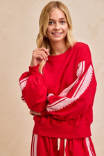 Load image into Gallery viewer, French Terry Red W/Lace Trim
