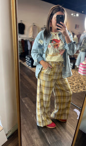 Mustard Flannel Pants with Pockets