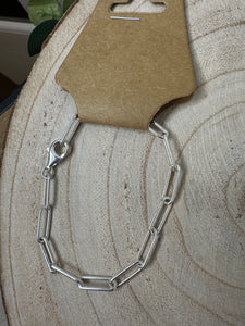 Sterling Silver Paper Clip Chain Bracelet 8 inch