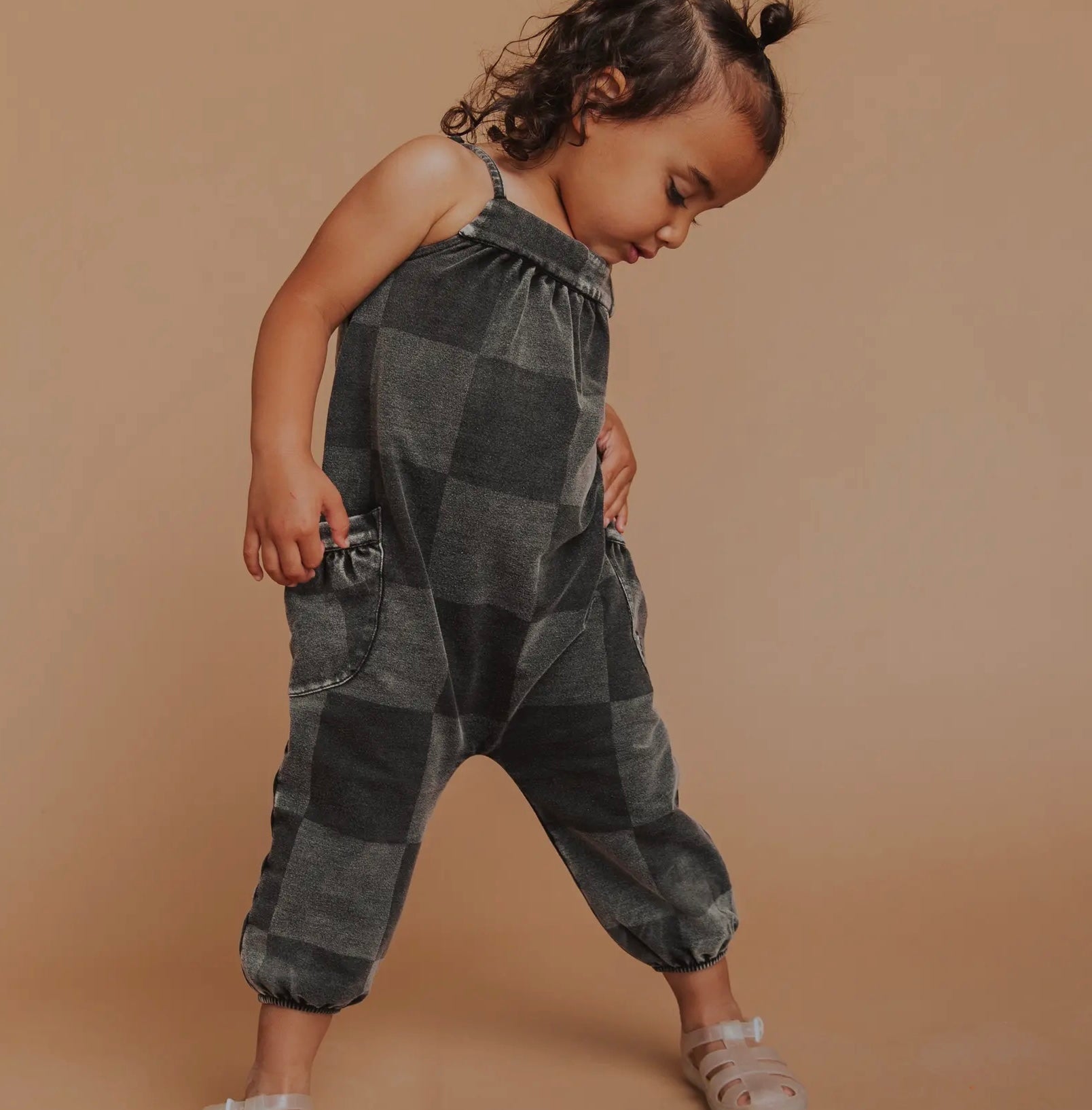 Children’s Tank Jumper Black Denim Check