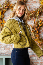 Load image into Gallery viewer, Quilted Crop Jacket w/Detachable Hood
