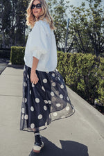 Load image into Gallery viewer, Polka Dot Pleated Midi Skirt
