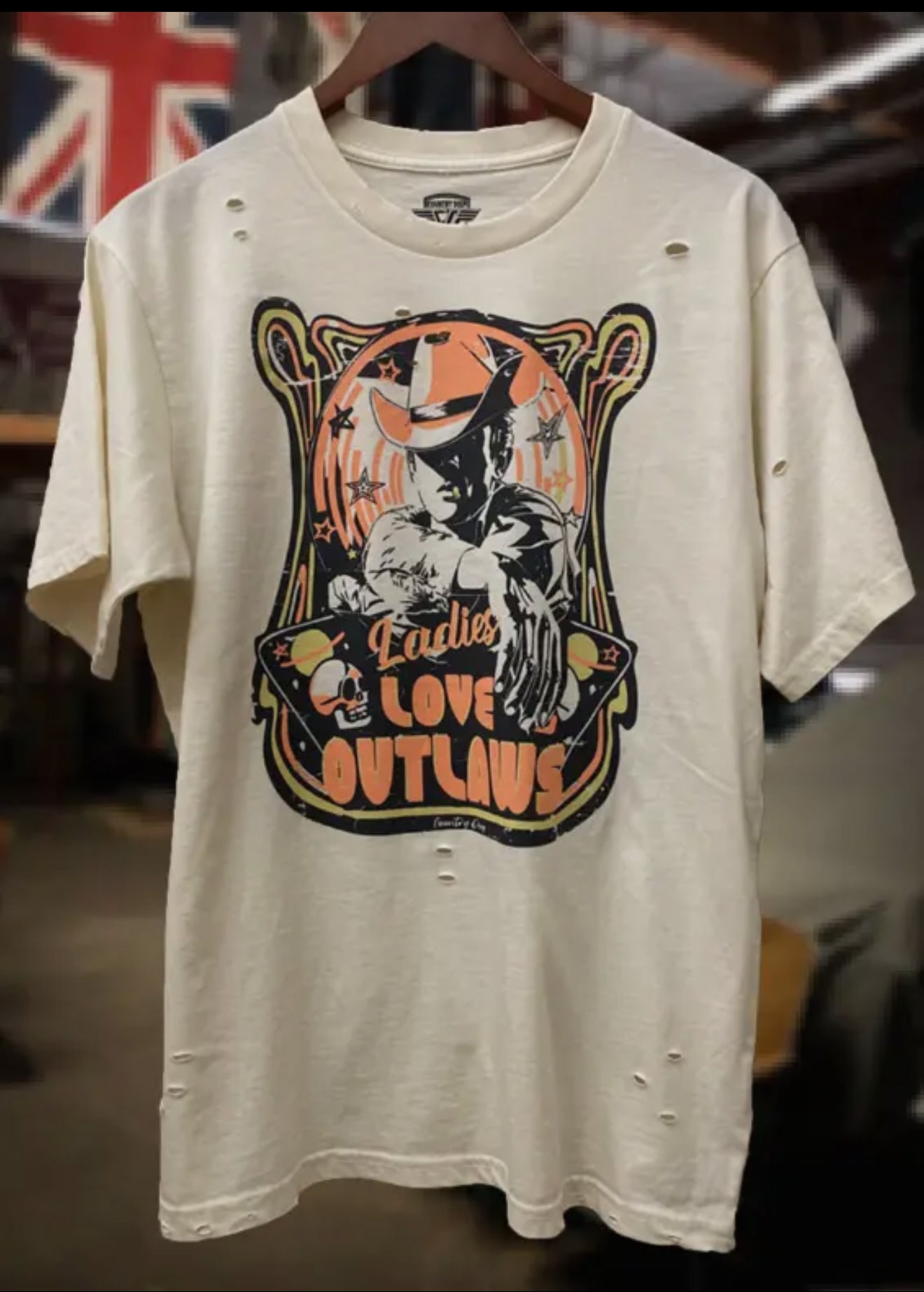 Ladies Love Outlaws Distressed 80's
Vintage T Shirt