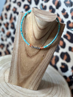 Load image into Gallery viewer, Sterling Silver Pearls and Spiny On Turquoise Veracite Vibrant Choker
