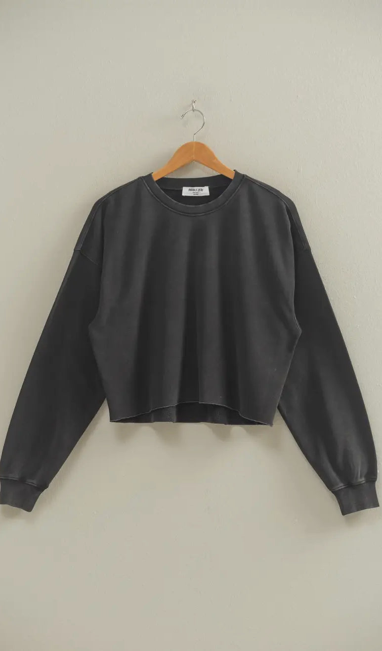 Cropped Crewneck Sweatshirt with Oversized